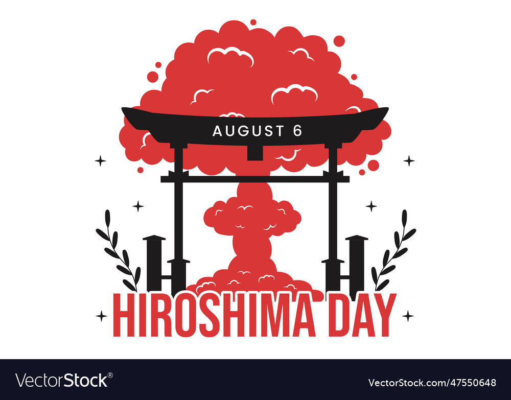 Hiroshima day on 6 august with peace dove bird Vector Image