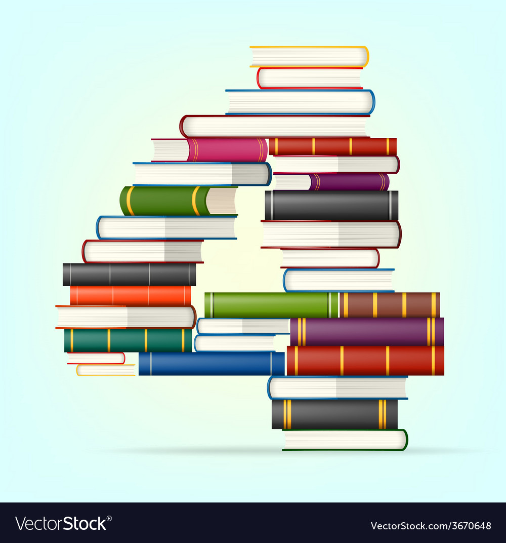 Numbers from stacks of multi colored books Vector Image