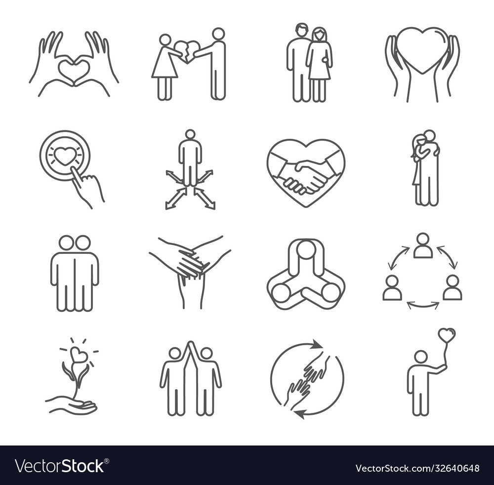 Set friendship and love icons Royalty Free Vector Image