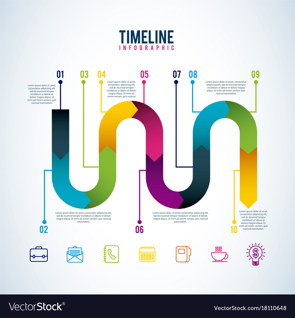 timeline infographic progress workflow option vector image