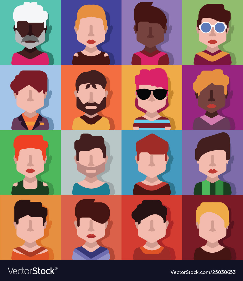 Avatar set stylized people Royalty Free Vector Image