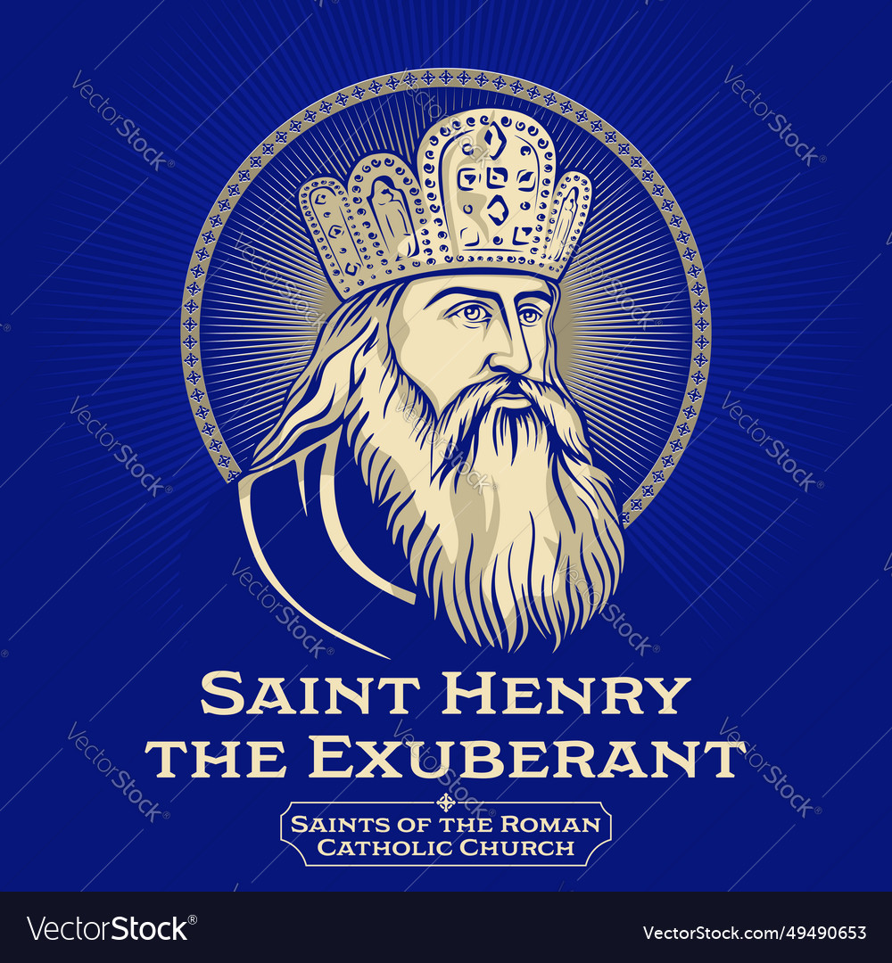 Catholic saints saint henry the exuberant Vector Image