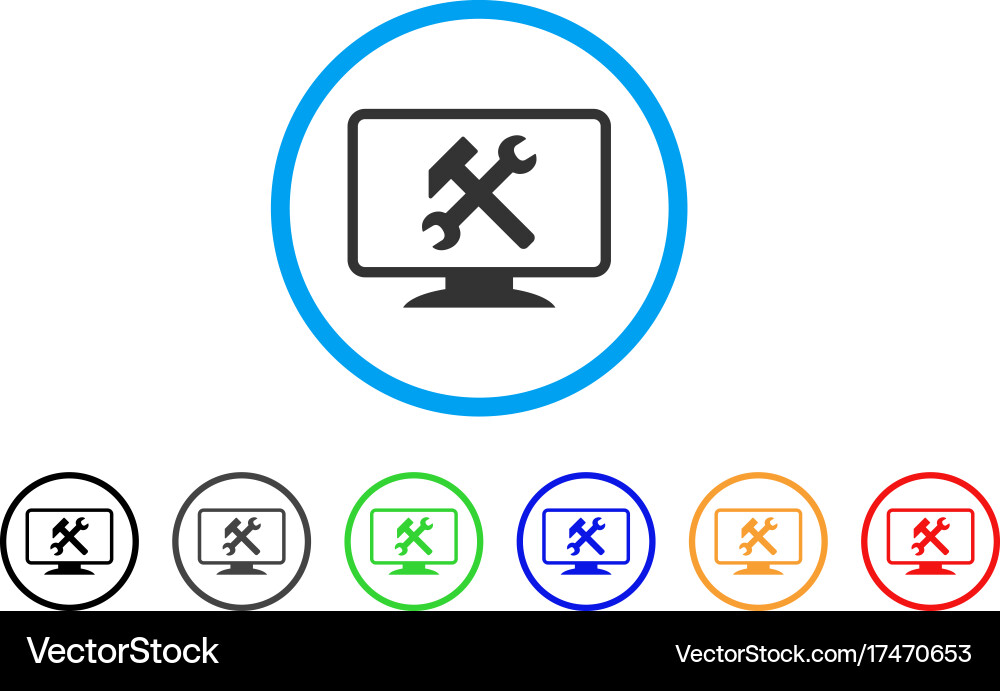 Desktop settings rounded icon Royalty Free Vector Image