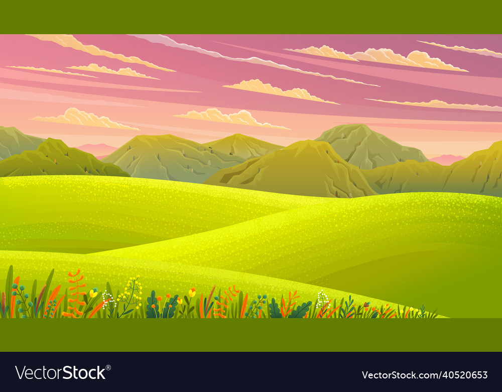 Green landscape with mountains vector image Green landscape with mountains