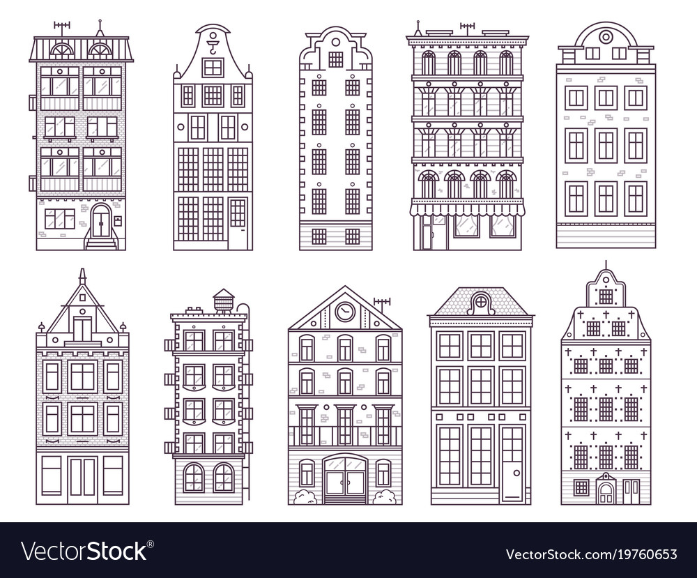 old-europe-houses-and-homes-set-royalty-free-vector-image