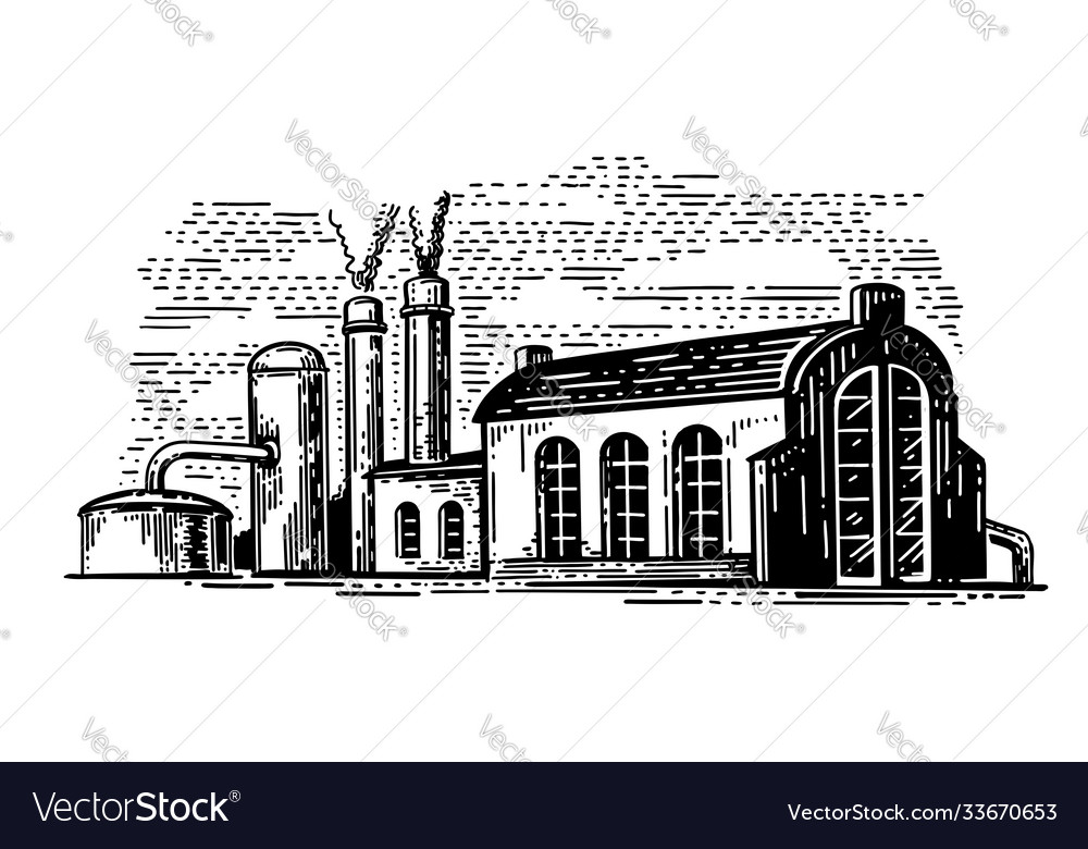 Old factory in vintage style Royalty Free Vector Image