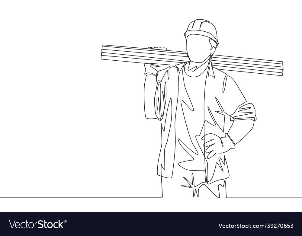 Single continuous line drawing of young Royalty Free Vector