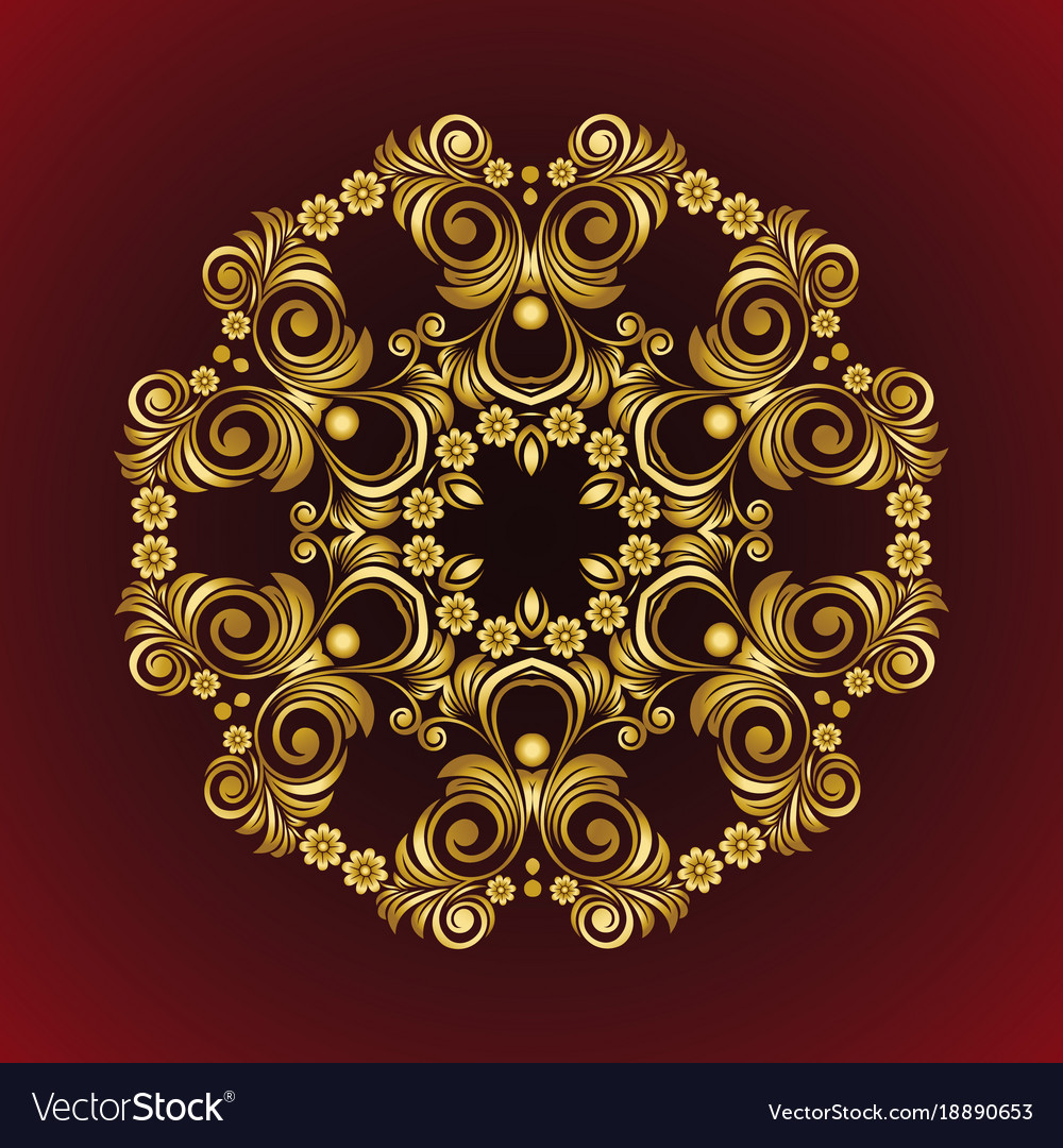 Vintage flower mandala gold frame Royalty Free Vector Image