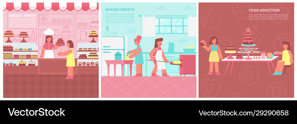 Sweets confectionery flat composition Royalty Free Vector