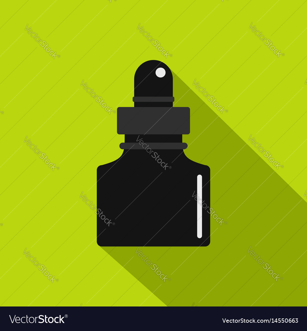 Black inkwell icon flat style Royalty Free Vector Image