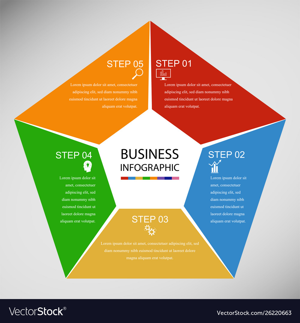 Business infographics geometry pentagon design Vector Image