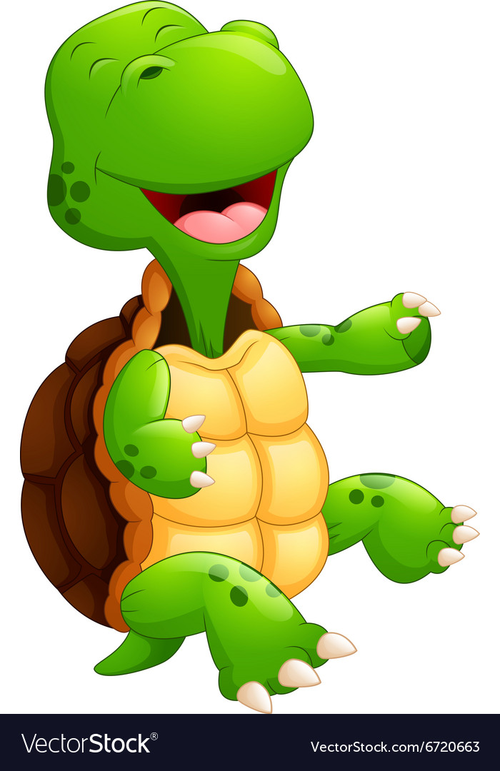 Cute green turtle cartoon Royalty Free Vector Image