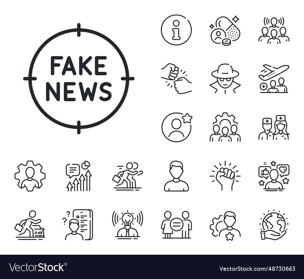 Fake news line icon propaganda conspiracy target Vector Image