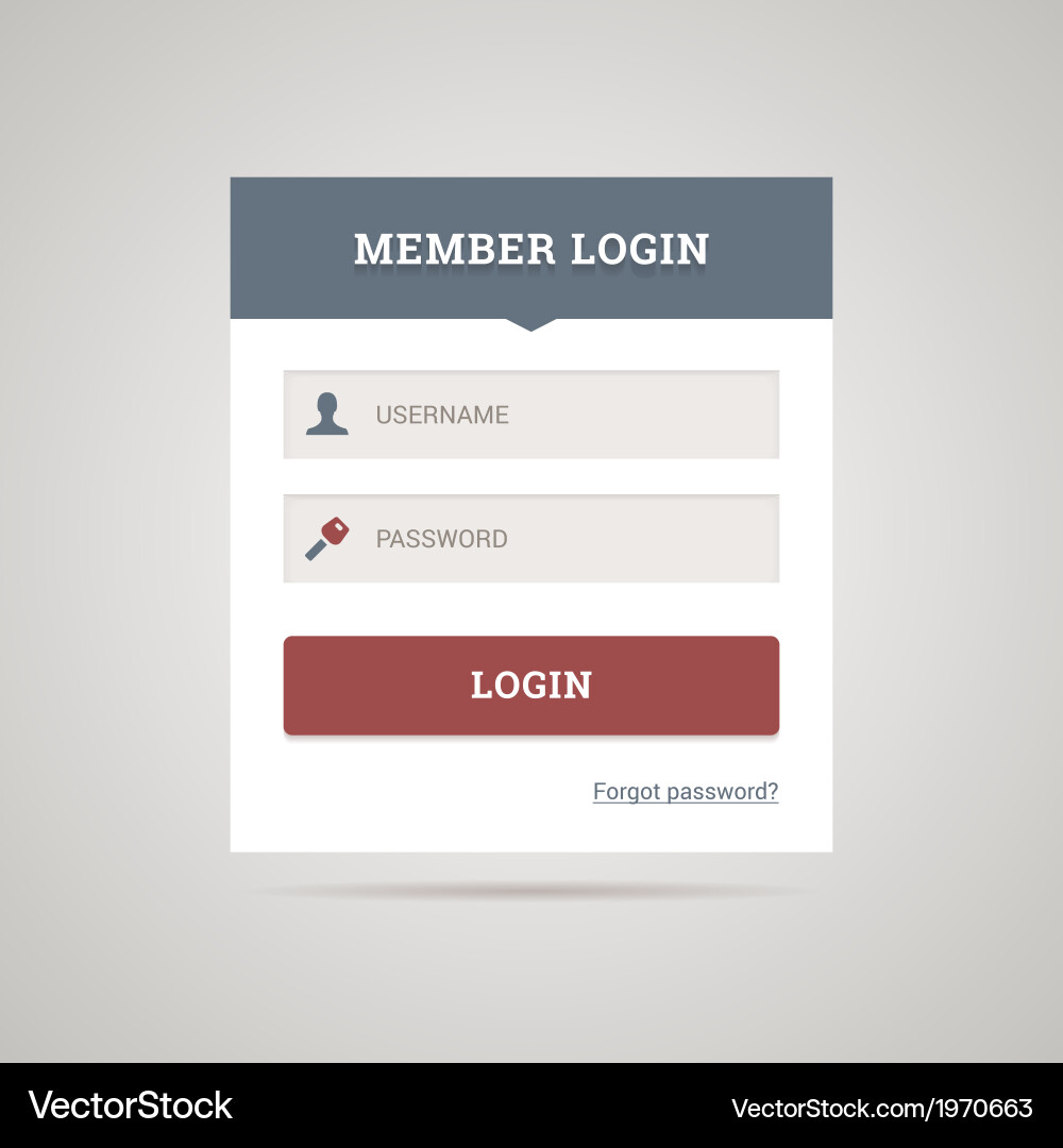 Flat login form Royalty Free Vector Image - VectorStock