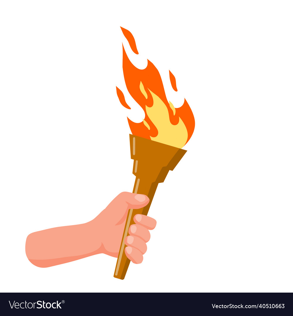 Hand holding torch olympic flame Royalty Free Vector Image