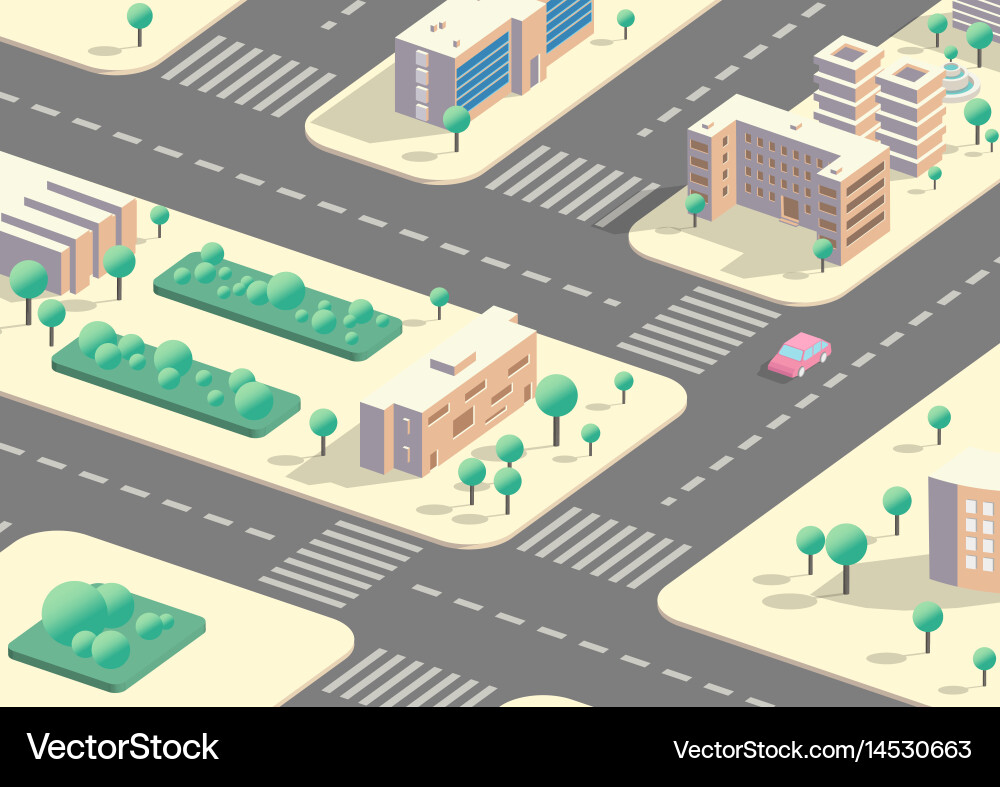 Isometric city background Royalty Free Vector Image