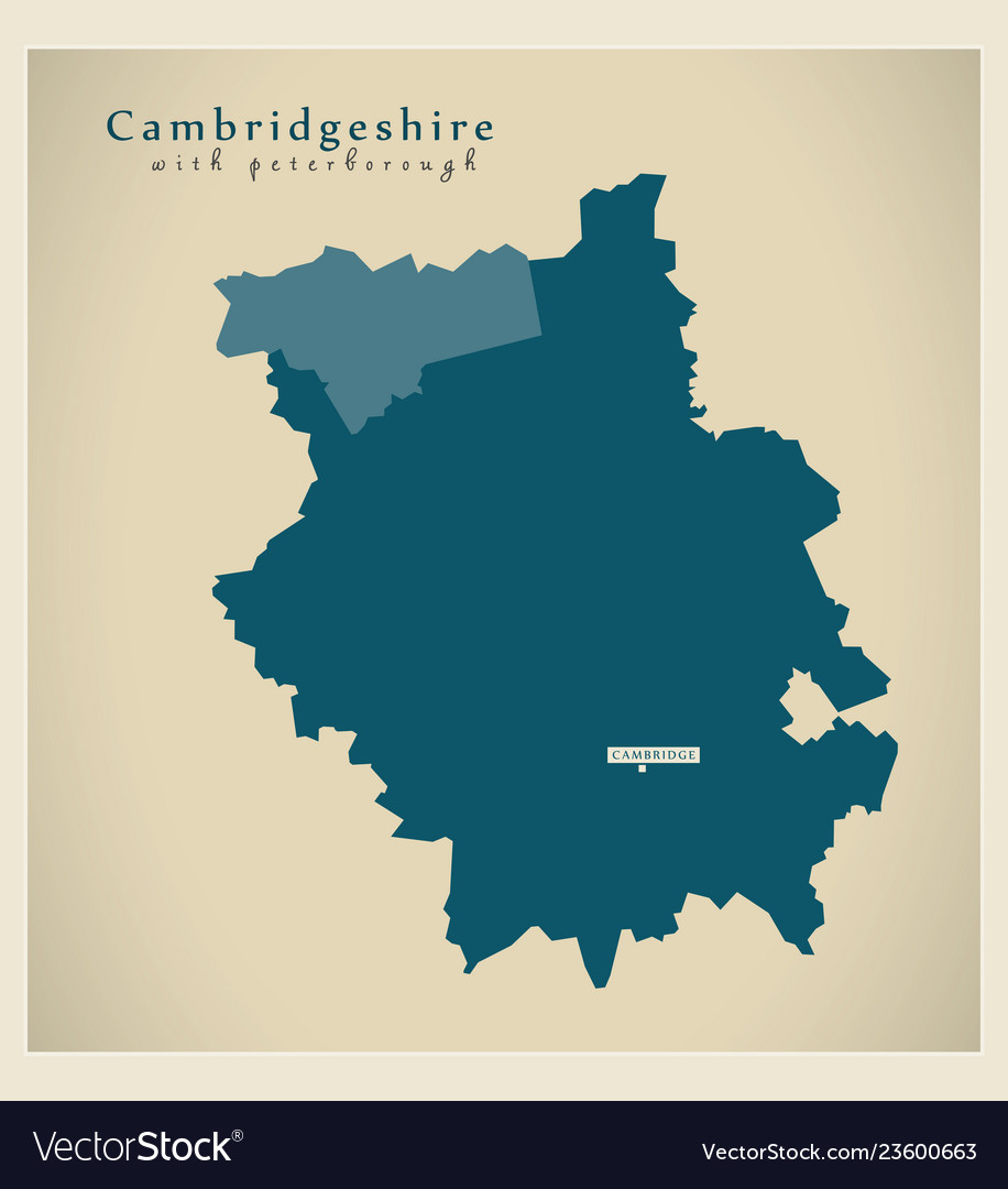 Modern map - cambridgeshire county Royalty Free Vector Image