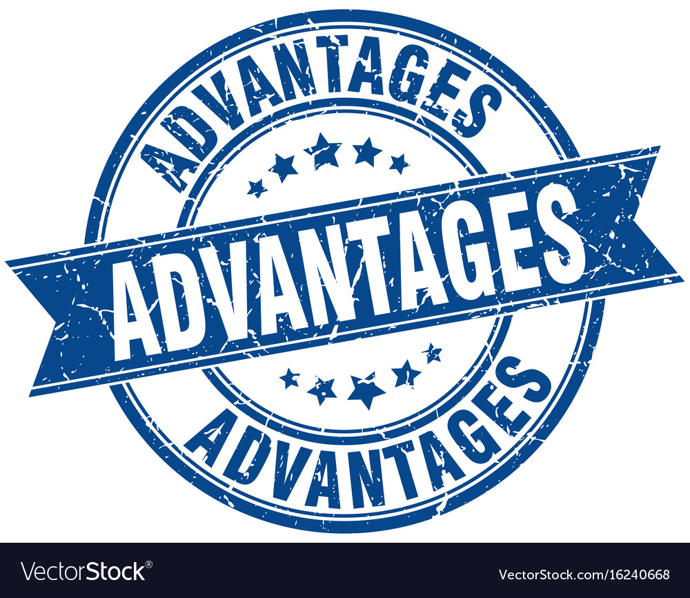 Advantages round grunge ribbon stamp Royalty Free Vector