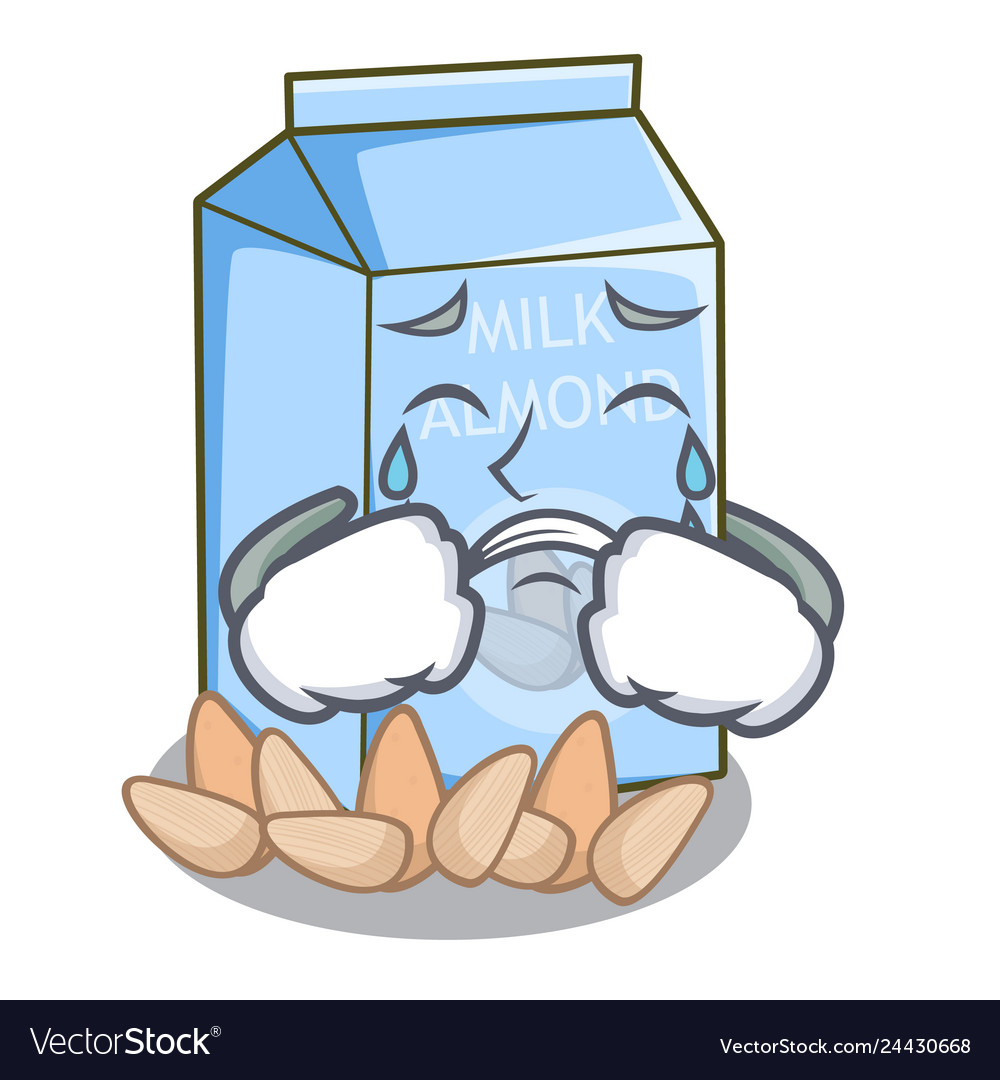 Crying Almond Milk In The Cartoon Bottle Vector Image