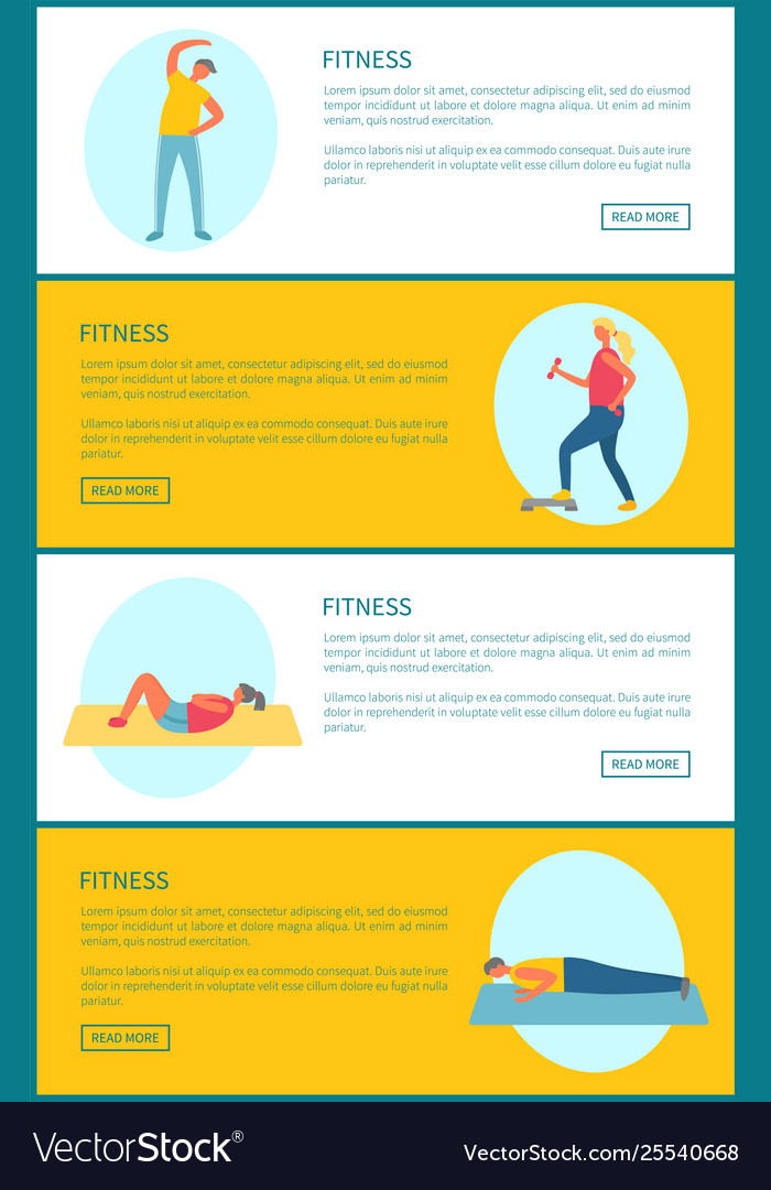 Fitness Exercises Set Athletes And Bodybuilders Vector Image