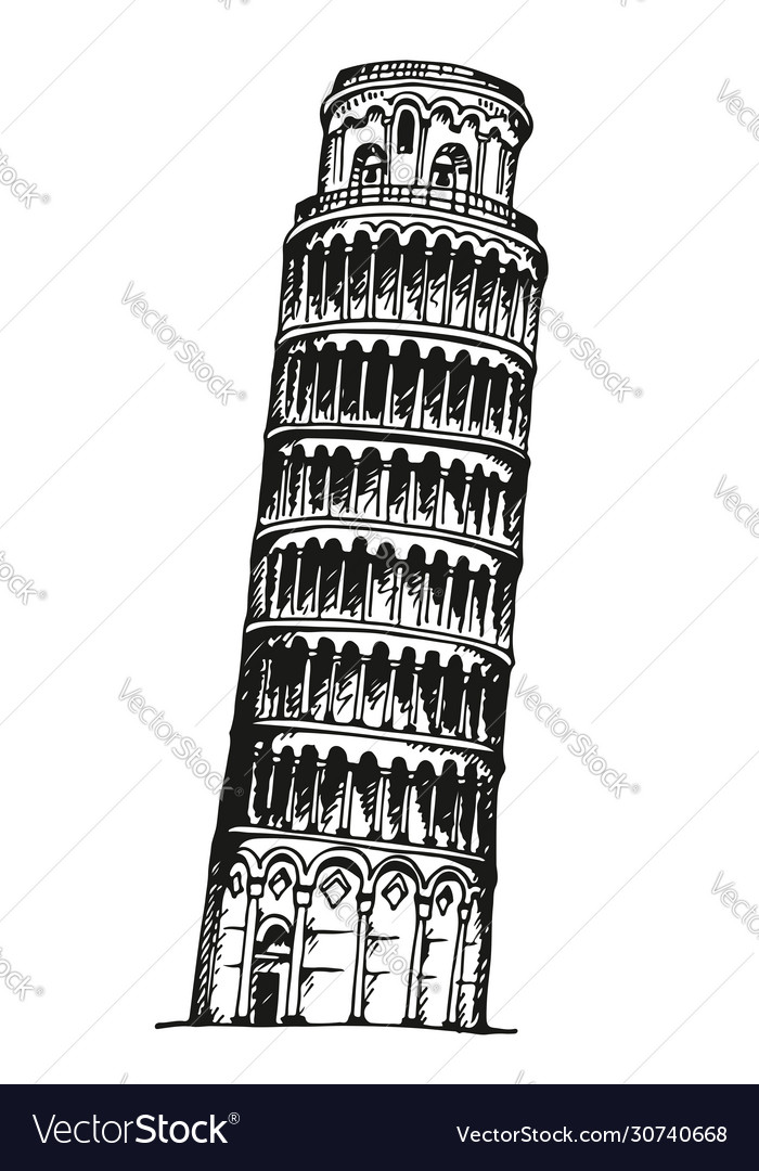 Hand drawn tower pisa Royalty Free Vector Image