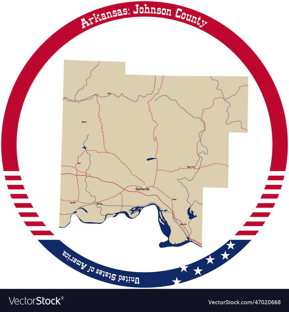 Map of johnson county in arkansas usa Royalty Free Vector