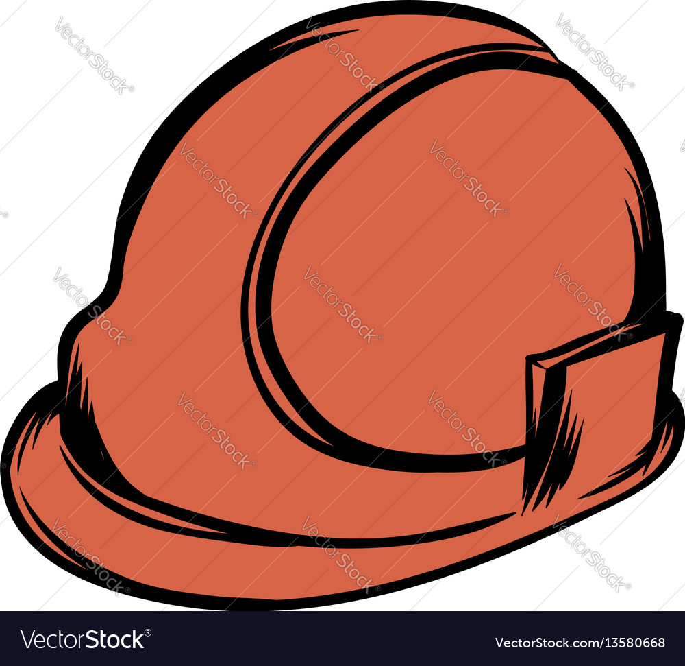 Orange safety helmet icon cartoon Royalty Free Vector Image