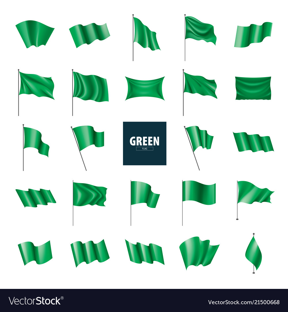 Waving the green flag on a white background Vector Image