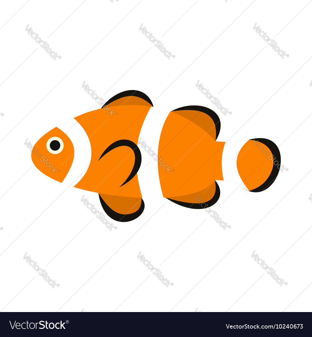 Clown fish icon flat style