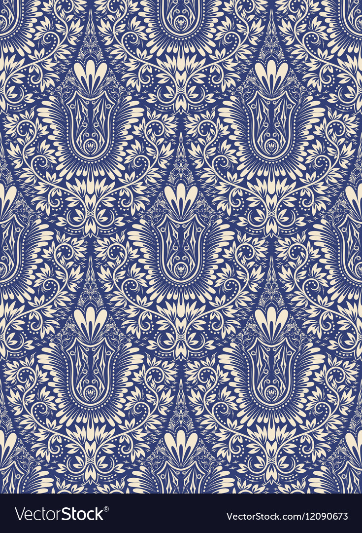 Damask seamless pattern repeating background Vector Image