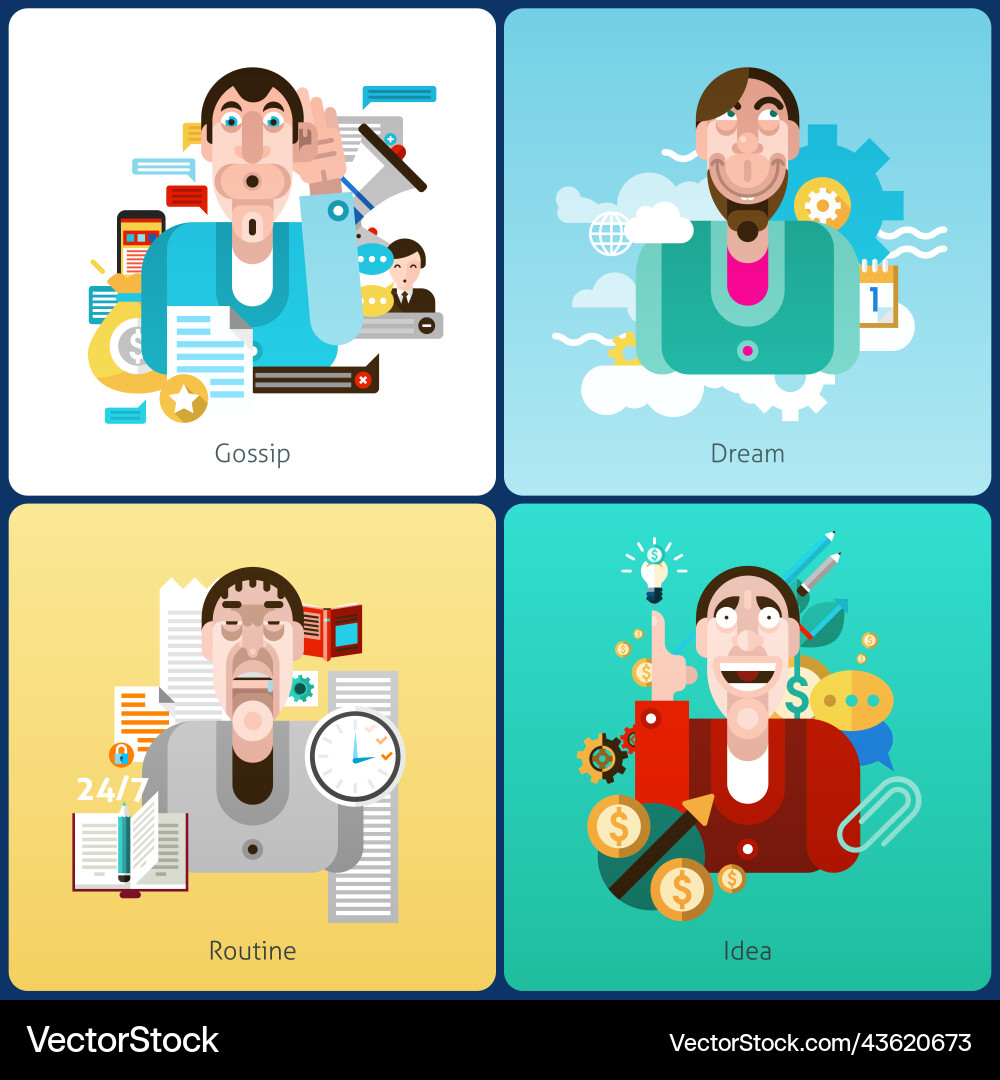 Emotion flat set Royalty Free Vector Image - VectorStock