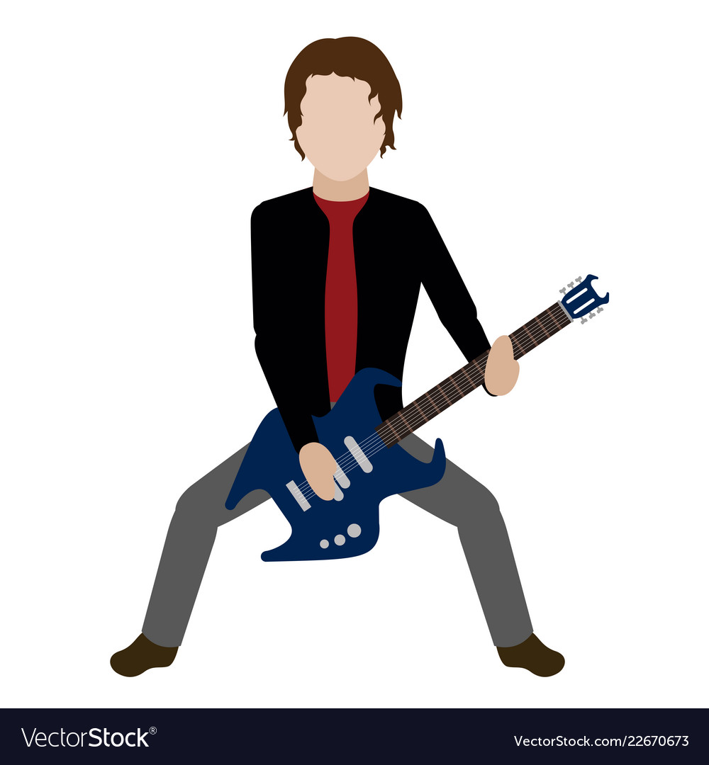 Male avatar playing an electric guitar Royalty Free Vector