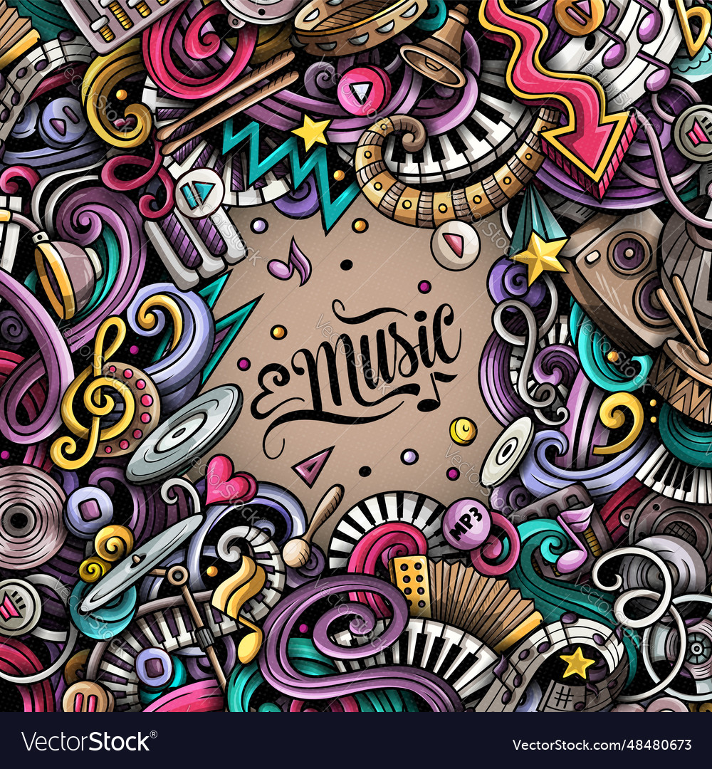 Music doodles musical frame design Royalty Free Vector Image