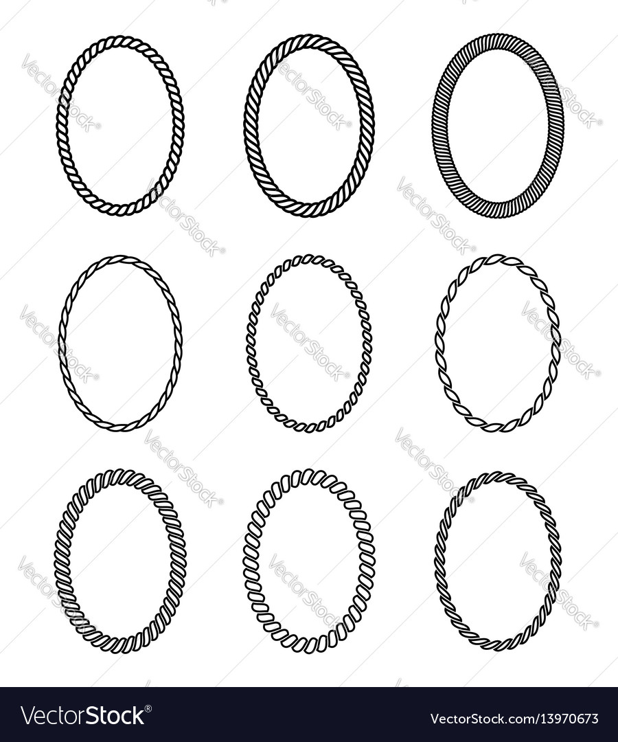 Rope set oval frames collection thick and Vector Image