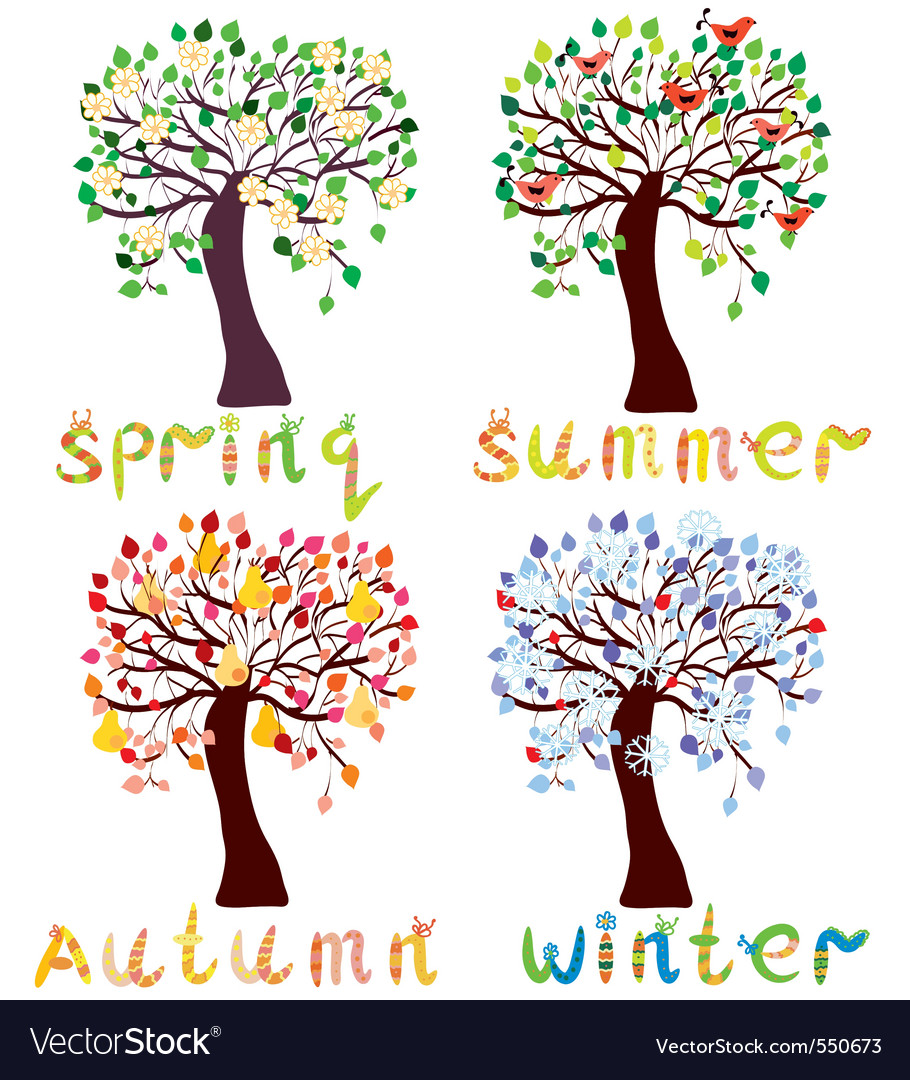 Season trees Royalty Free Vector Image - VectorStock