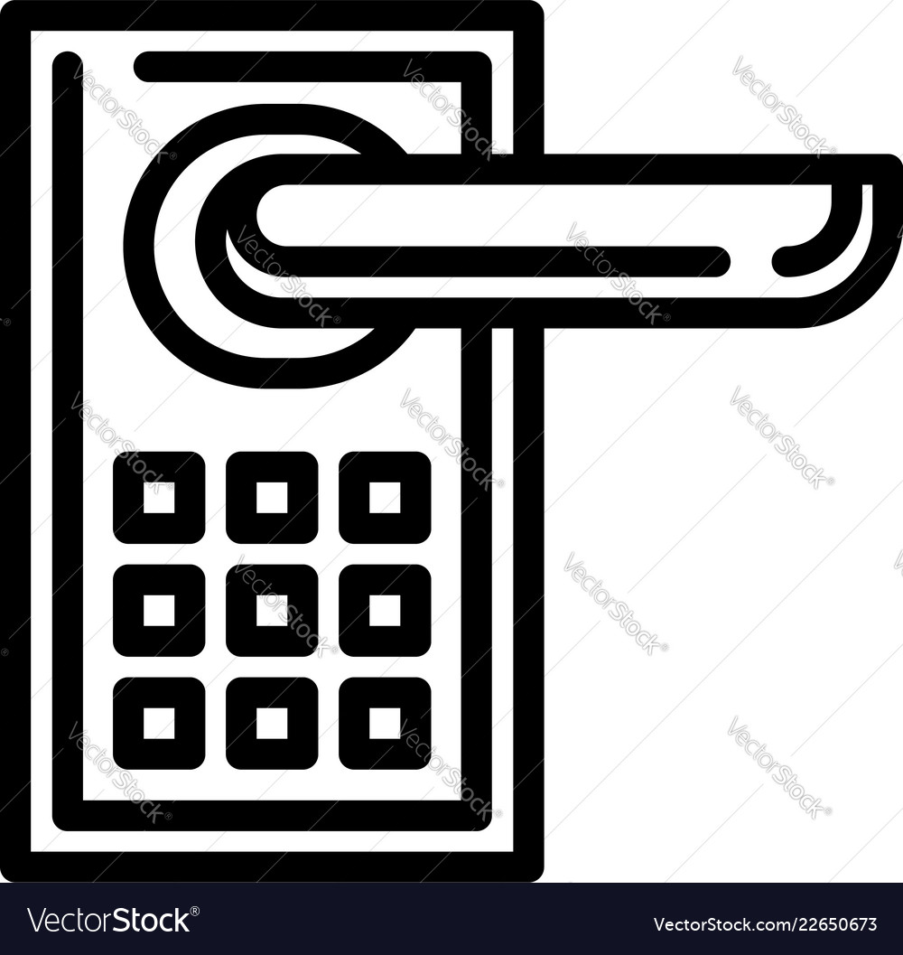 Smart Door Lock Icon Outline Style Royalty Free Vector Image