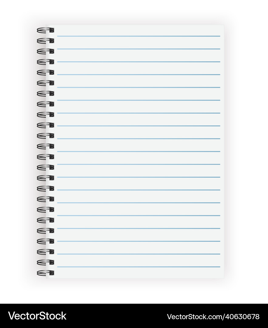 Blank realistic horizontal lined notebook Vector Image