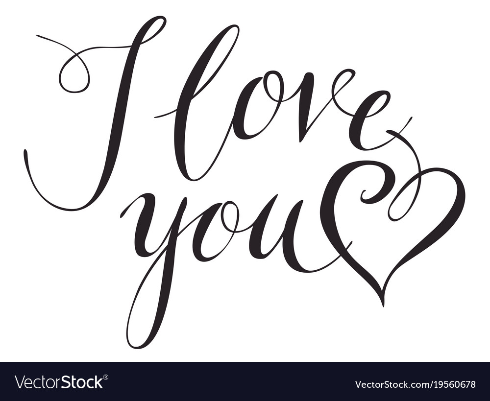 Calligraphic inscription i love you with heart Vector Image