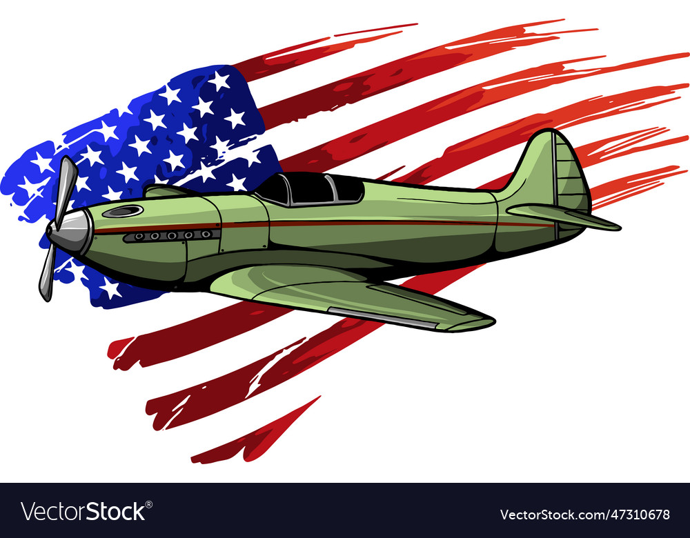 Cartoon airplane with america Royalty Free Vector Image
