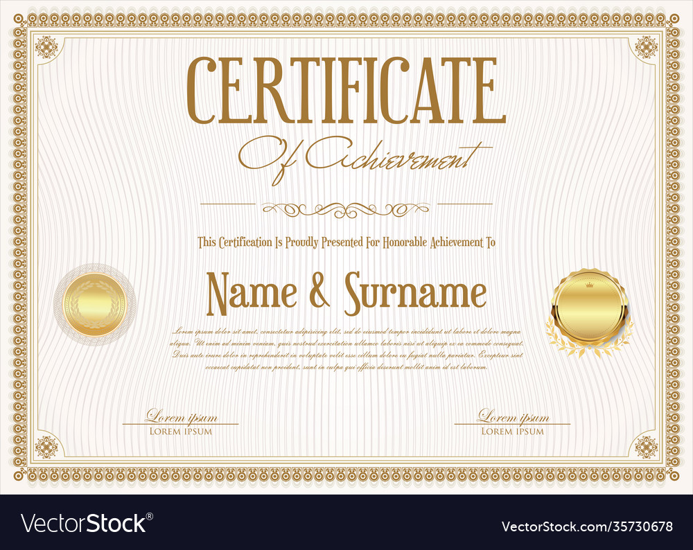 Certificate or diploma retro vintage template Vector Image