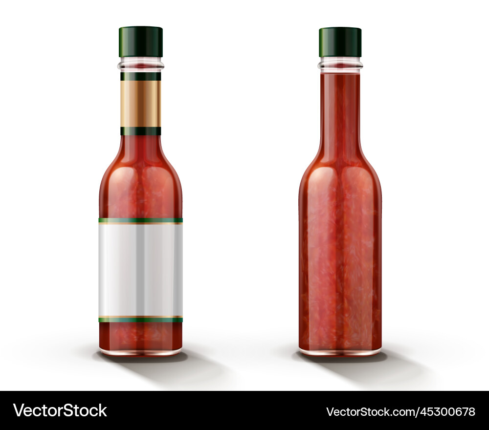 Hot chili sauce bottle mockup Royalty Free Vector Image