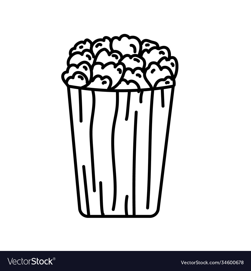 Pop corn icon doodle hand drawn or black outline Vector Image