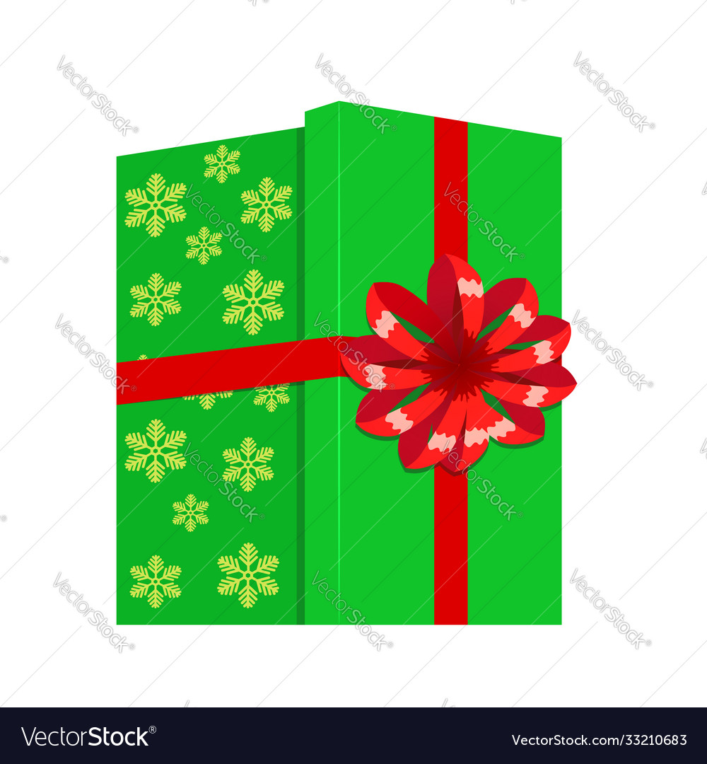 Cartoon green gift box christmas present gifting Vector Image