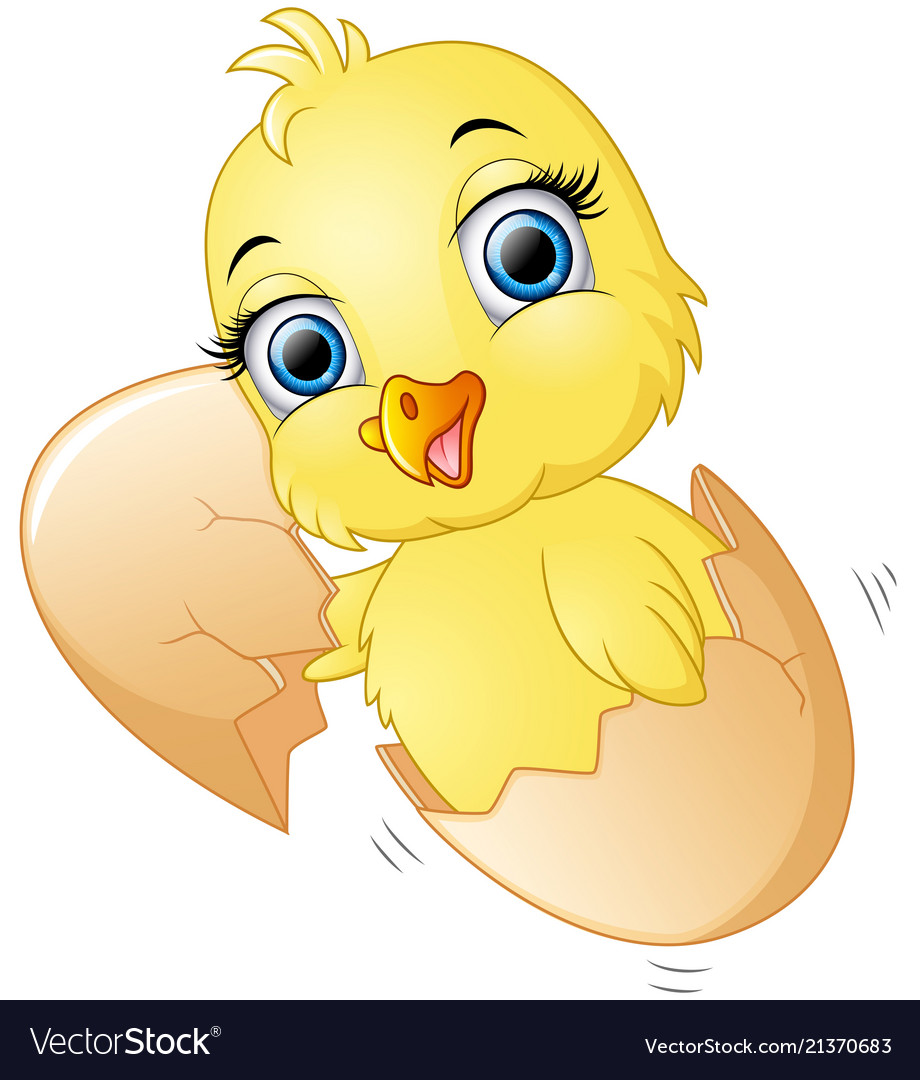 Cracked egg with cute chicks inside Royalty Free Vector