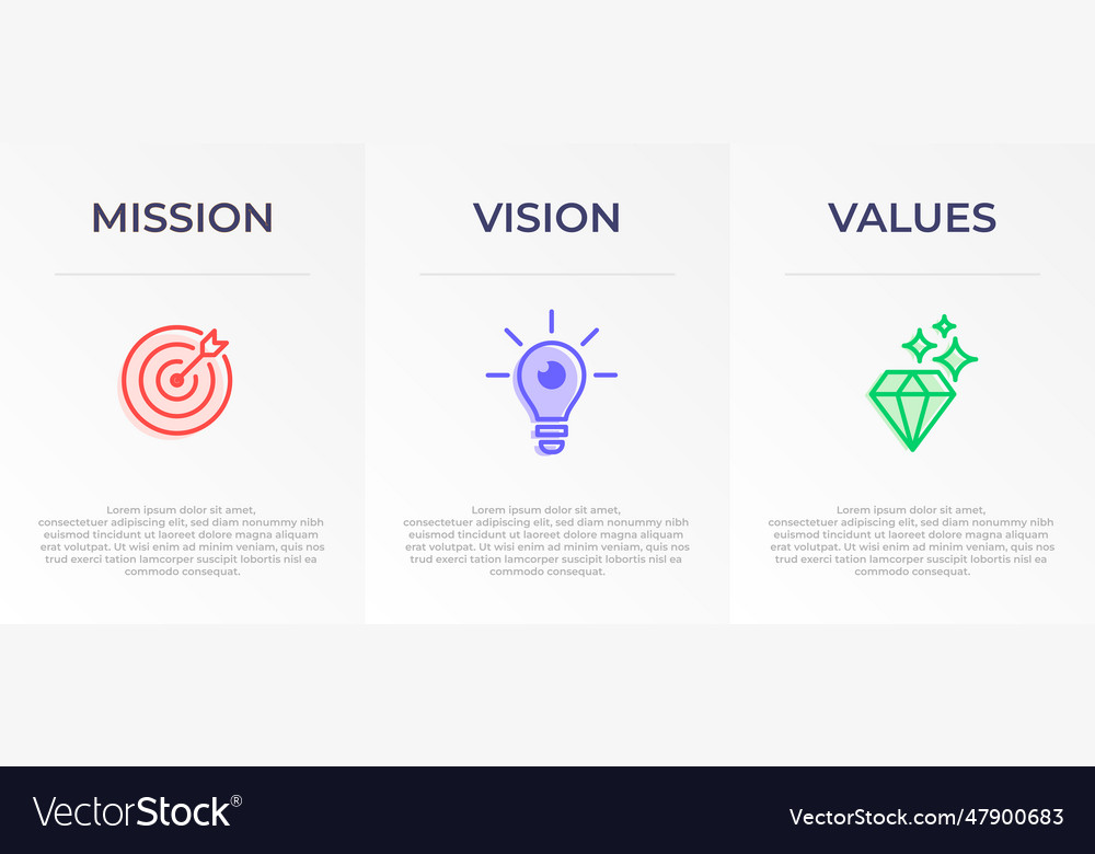 Mission vision and values infographic template Vector Image