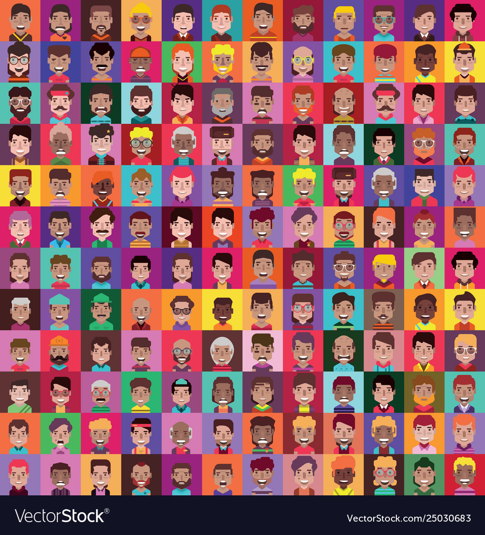 Set 144 men and women avatars in flat design Vector Image