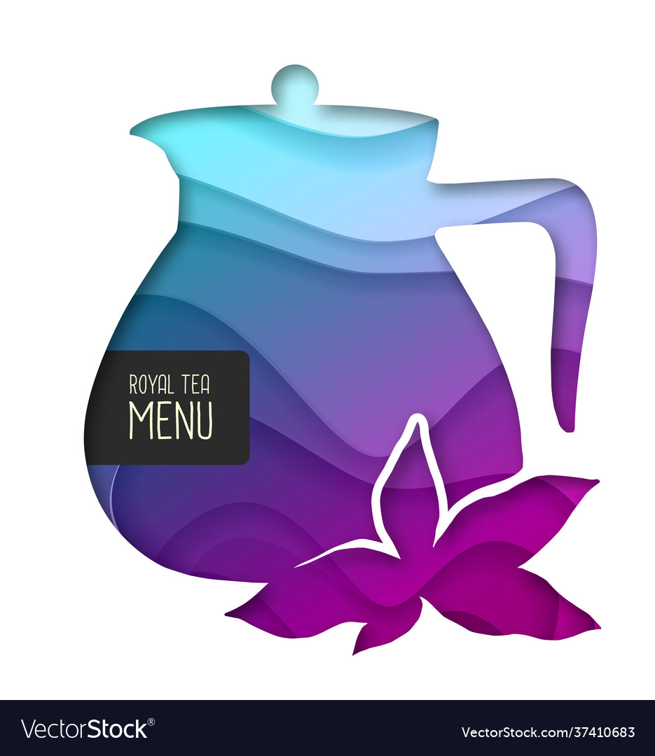 Teapot silhouette cut out paper art style design Vector Image