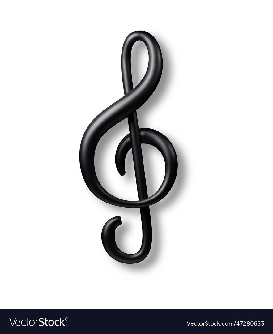 Treble clef icon isolated realistic back Vector Image