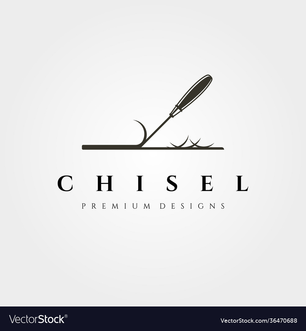 Chisel logo symbol for woodwork carpentry design Vector Image