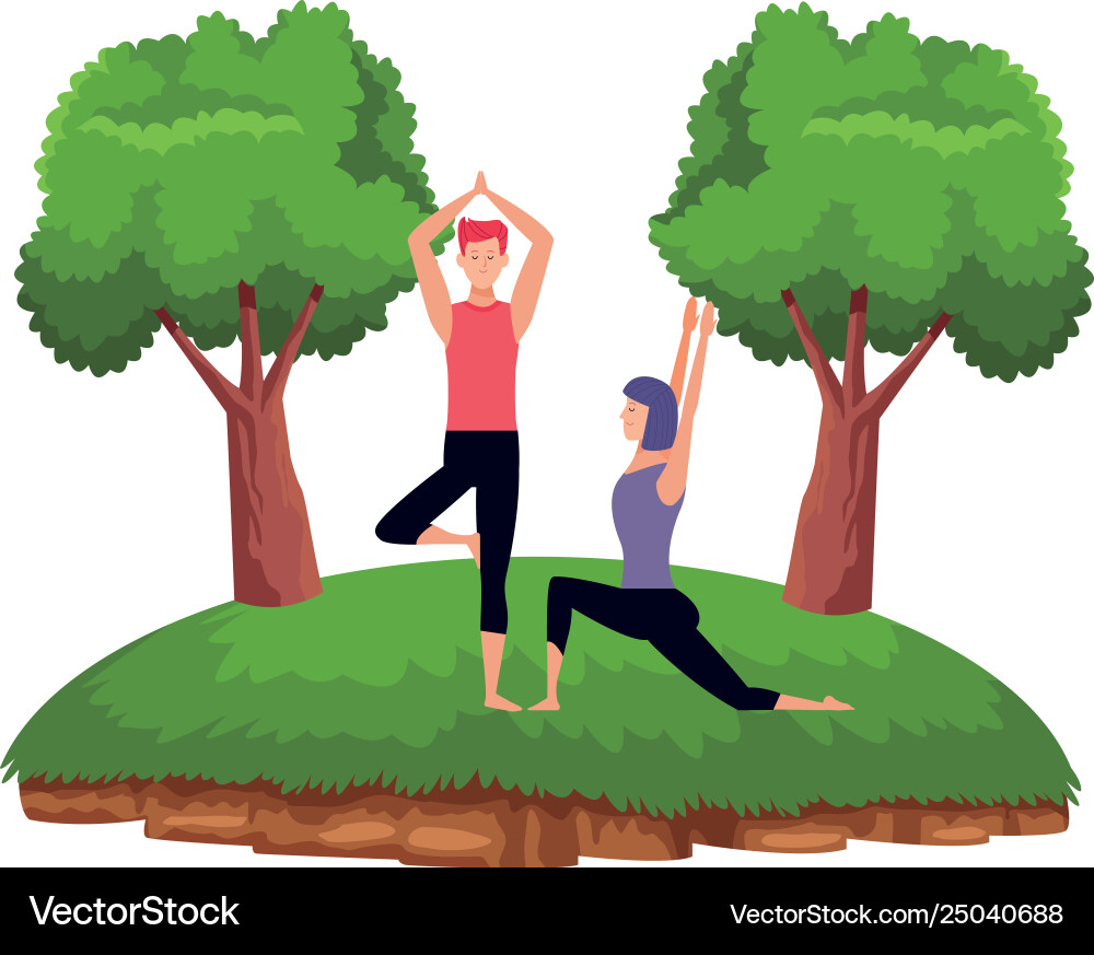 Couple yoga poses Royalty Free Vector Image VectorStock
